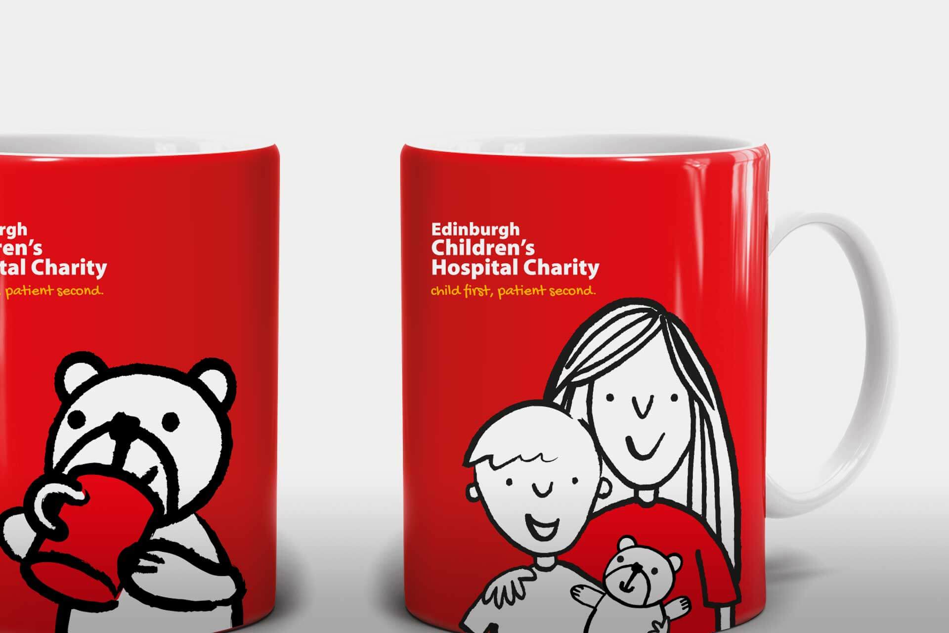 Branded mugs visual for third sector marketing project