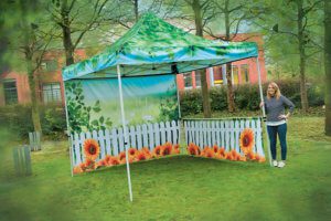 Printed gazebo for outdoor display